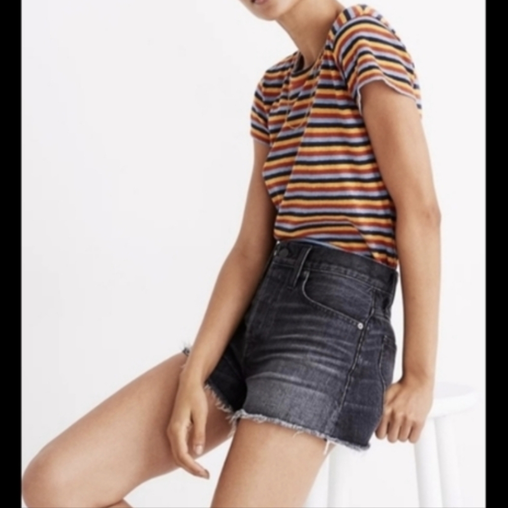 Madewell Black Denim Cut Off Jorts